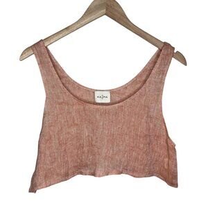 Le Kasha Womens Peach Linen Crop Tank Top Size M/L Natural Fibers